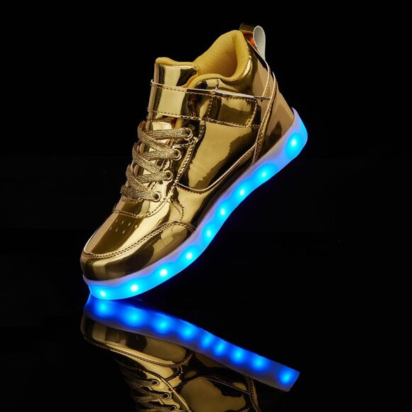 ⚡Unisex Gold High Top USB Charging Light Up Shoes Sports LED Dancing Sneakers - Picture 7 of 7